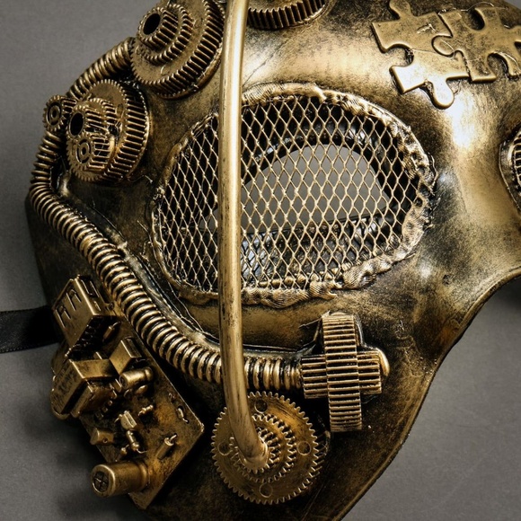 Phantom Opera Steampunk Masquerade Half Face Mask - Picture 4 of 4